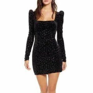 ASTR The Label Black Long Sleeve Shinning Dress Black Shine